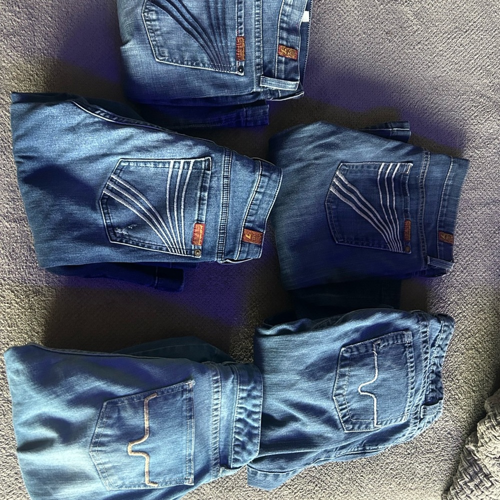 7 For All Mankind Blue Flare & Wide Leg Jeans
